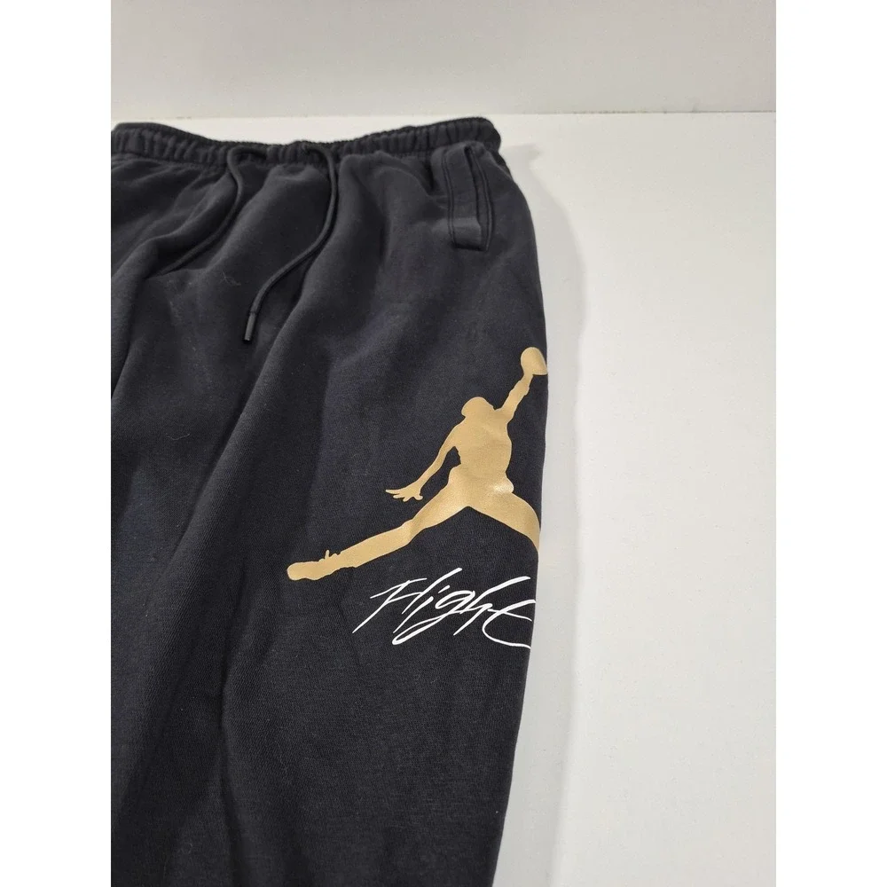 Jordan Sweatpants Mens Large Black Fleece Jogger Pants Flight Logo FD7345-011